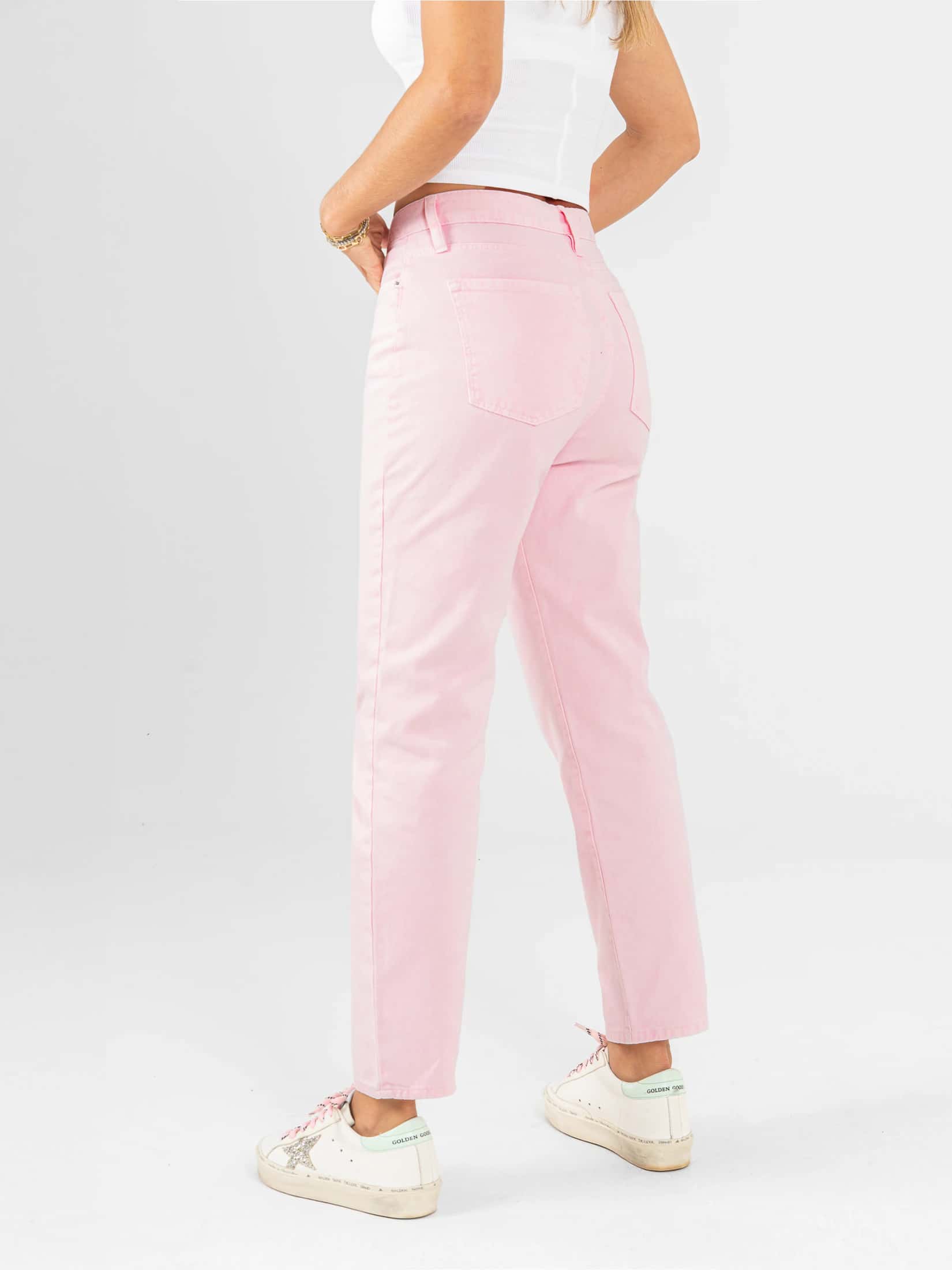 Ref: 0620591 Pantalón mom fit, tiro alto, stretch, tono rosa. - miniatura 2