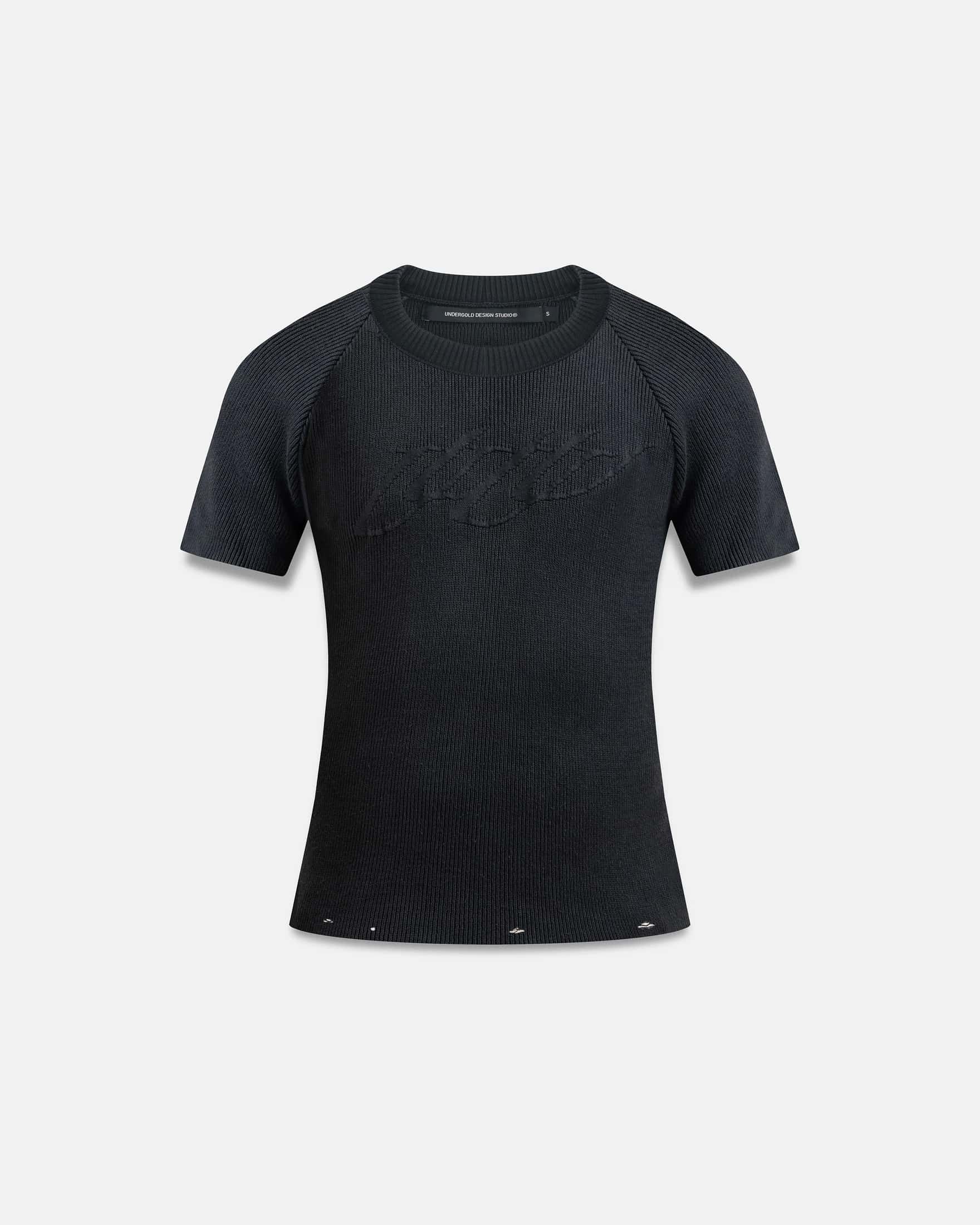 Spring Unity Destroyed Knitted Baby Tee Vintage Black - miniatura 1