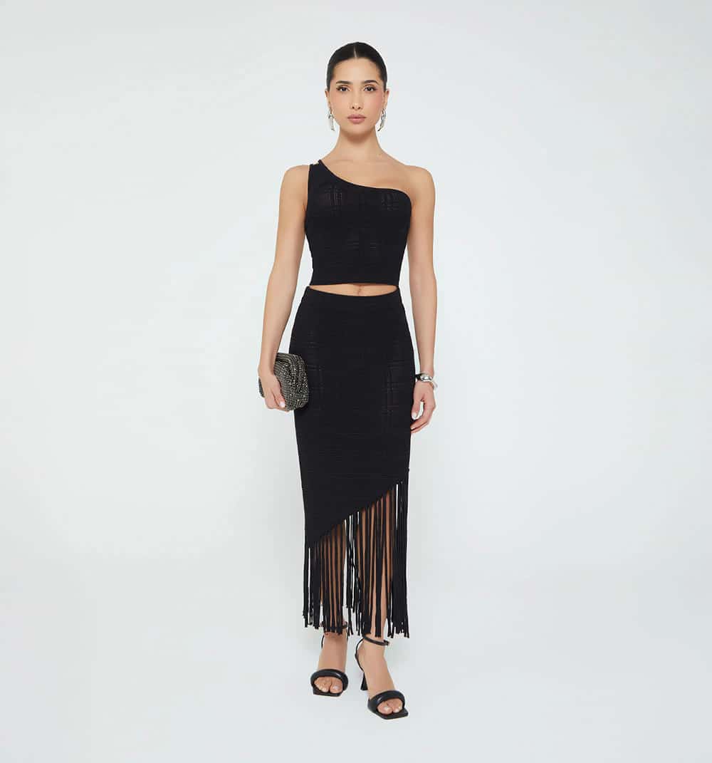 Blusa tejida para mujer un solo hombro