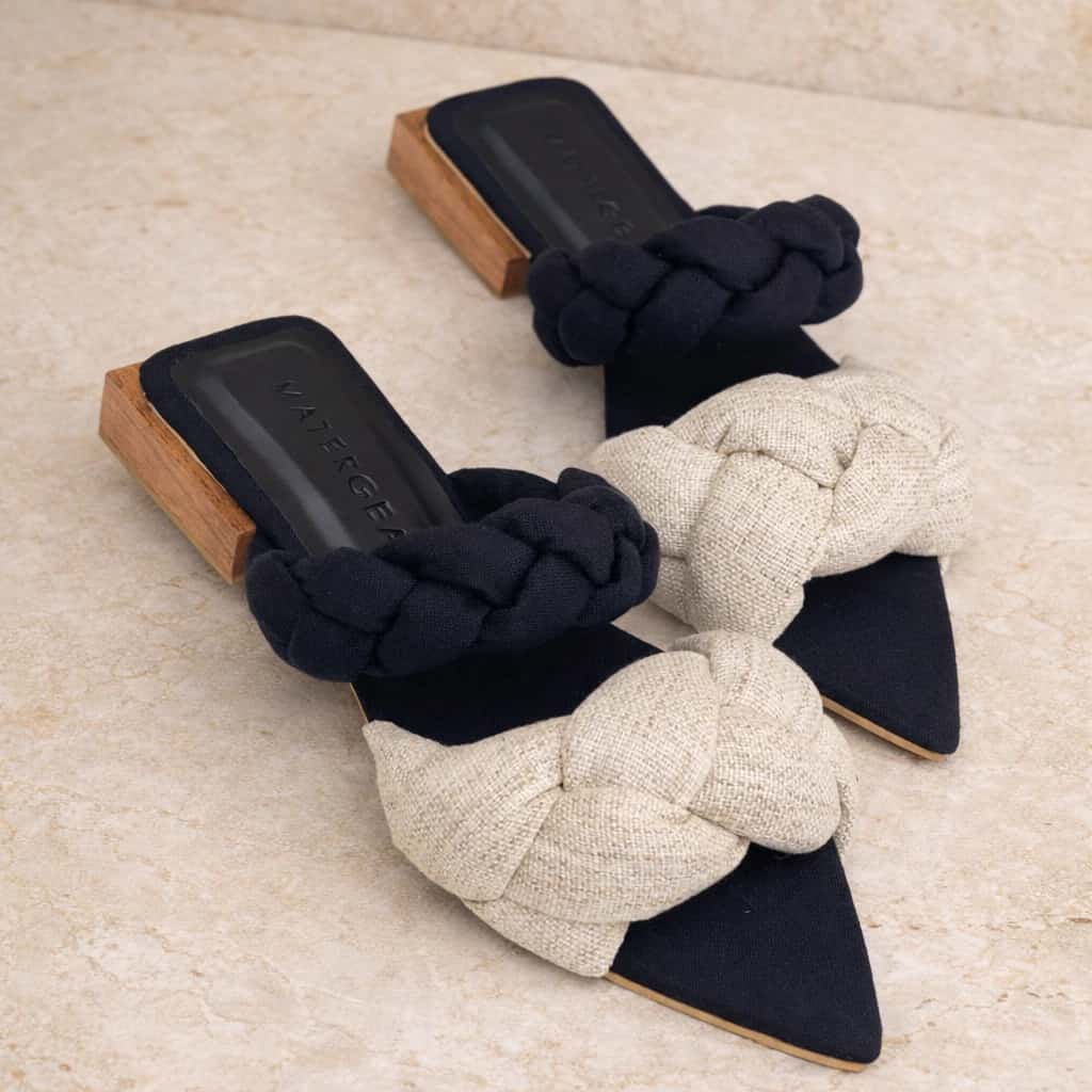 Black & Sand Ezeri Braided Sandals