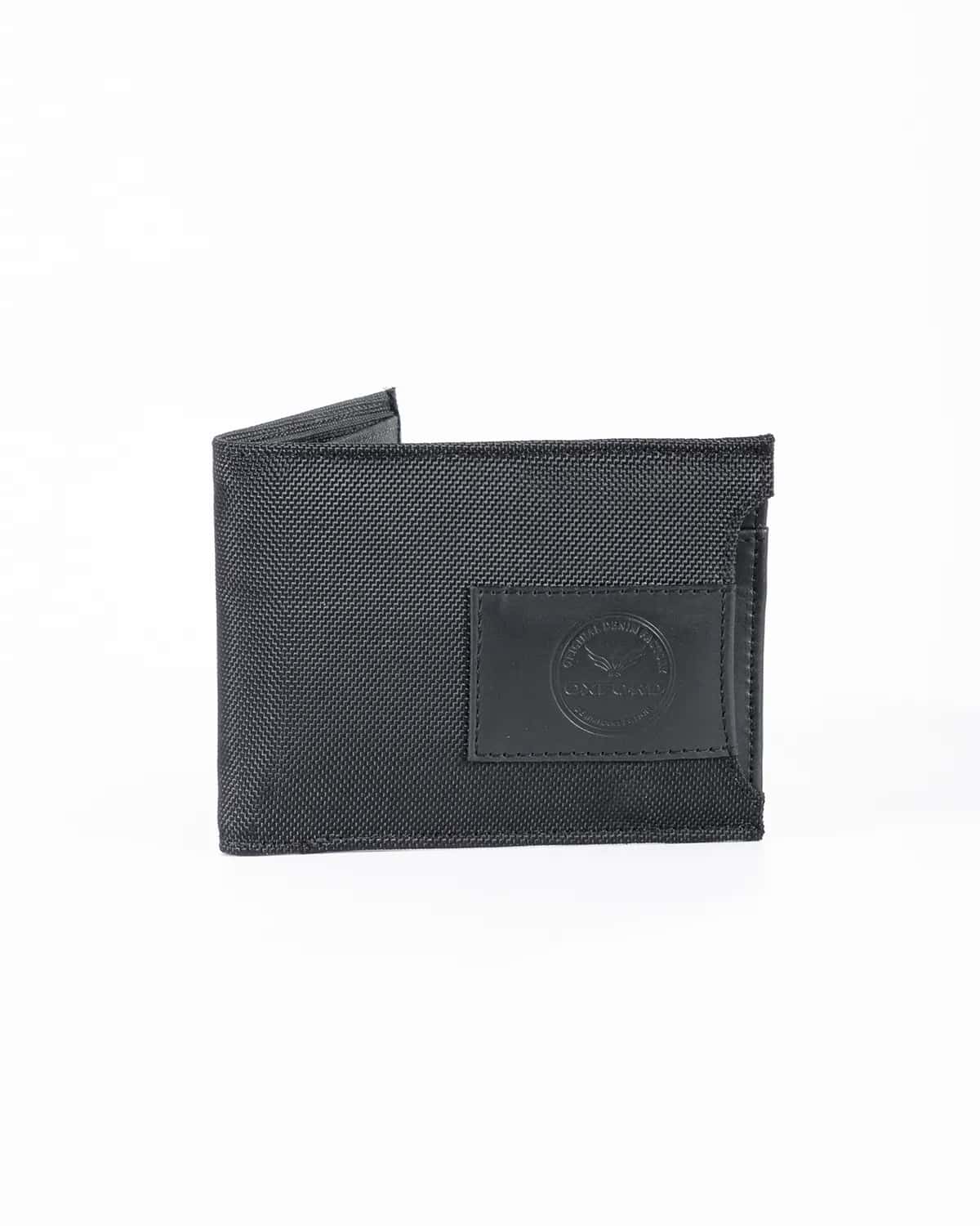 Billetera negro en cuero-textil para hombre
