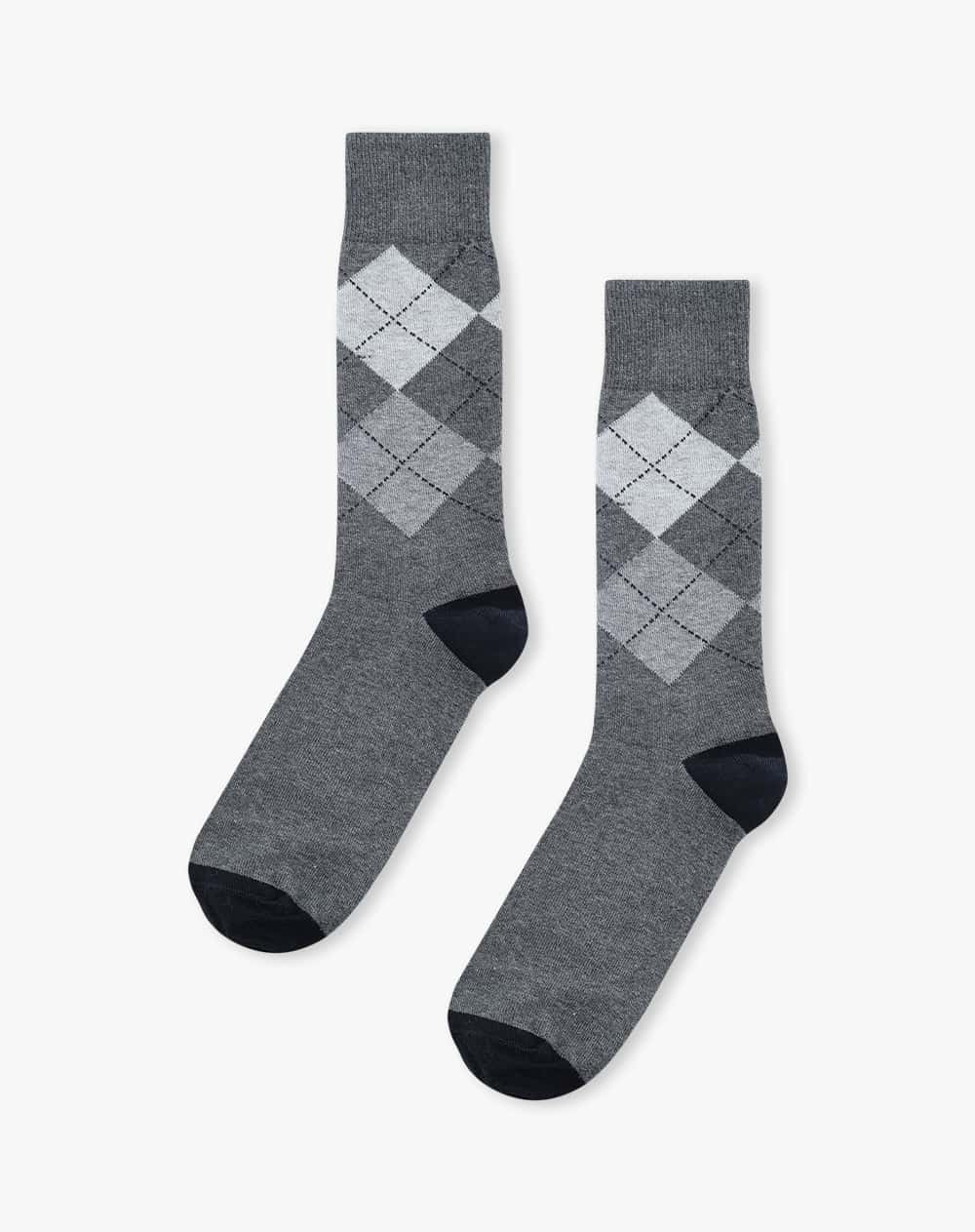 Medias hombre largas gris rombos