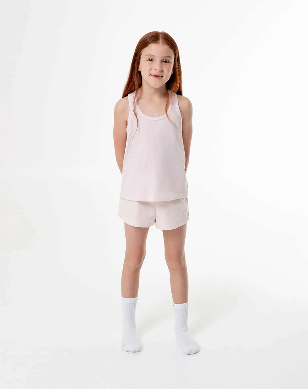Blusa + short de pijama algodón rosa niña