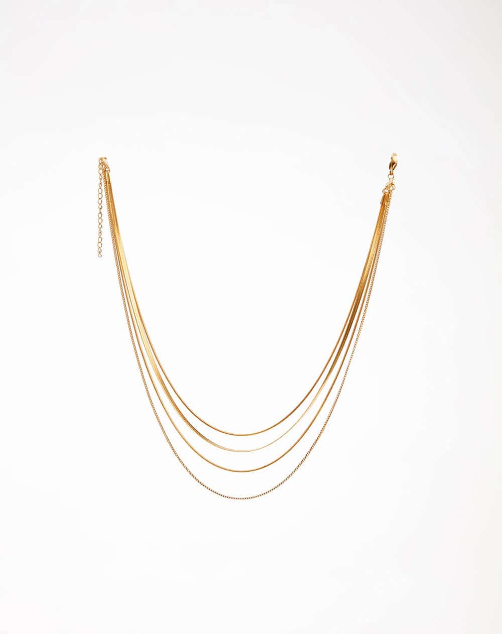 Collar multicadena dorado mujer