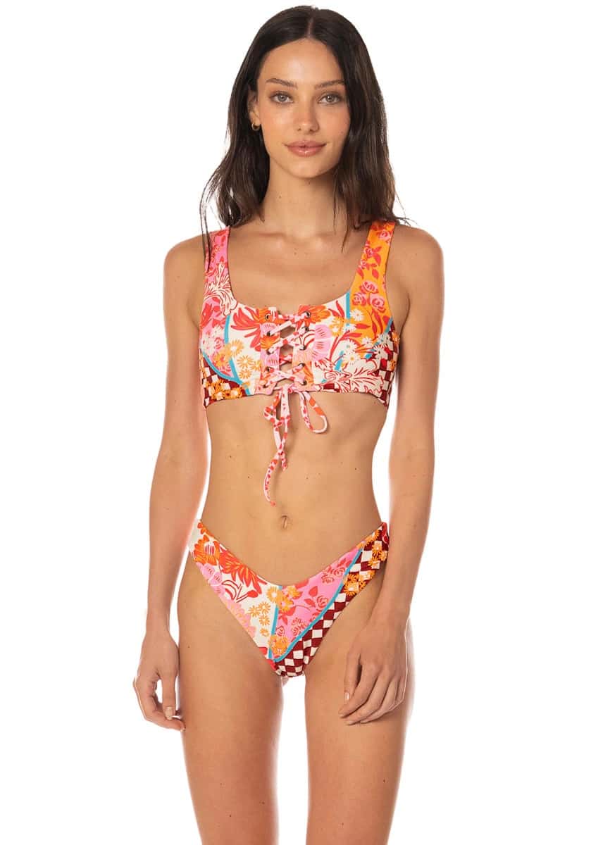 Maaji Cosmic Tropic Dazzle Lace Up Bralette Bikini Top
