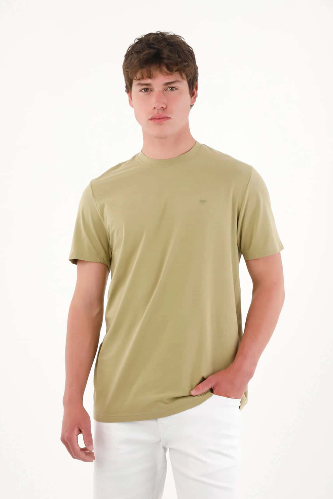 Camiseta básica con mini print verde para hombre