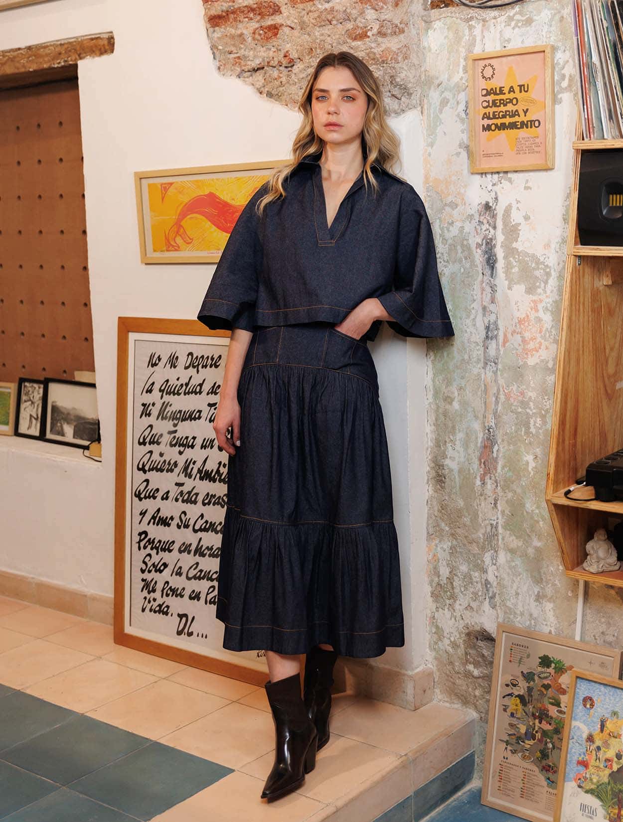 FALDA DENIM MIDI - miniatura 3
