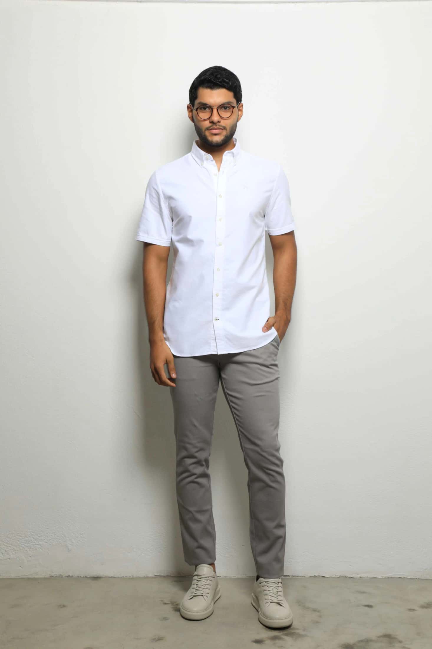 Camisa Manga Corta Blanco/Oxford