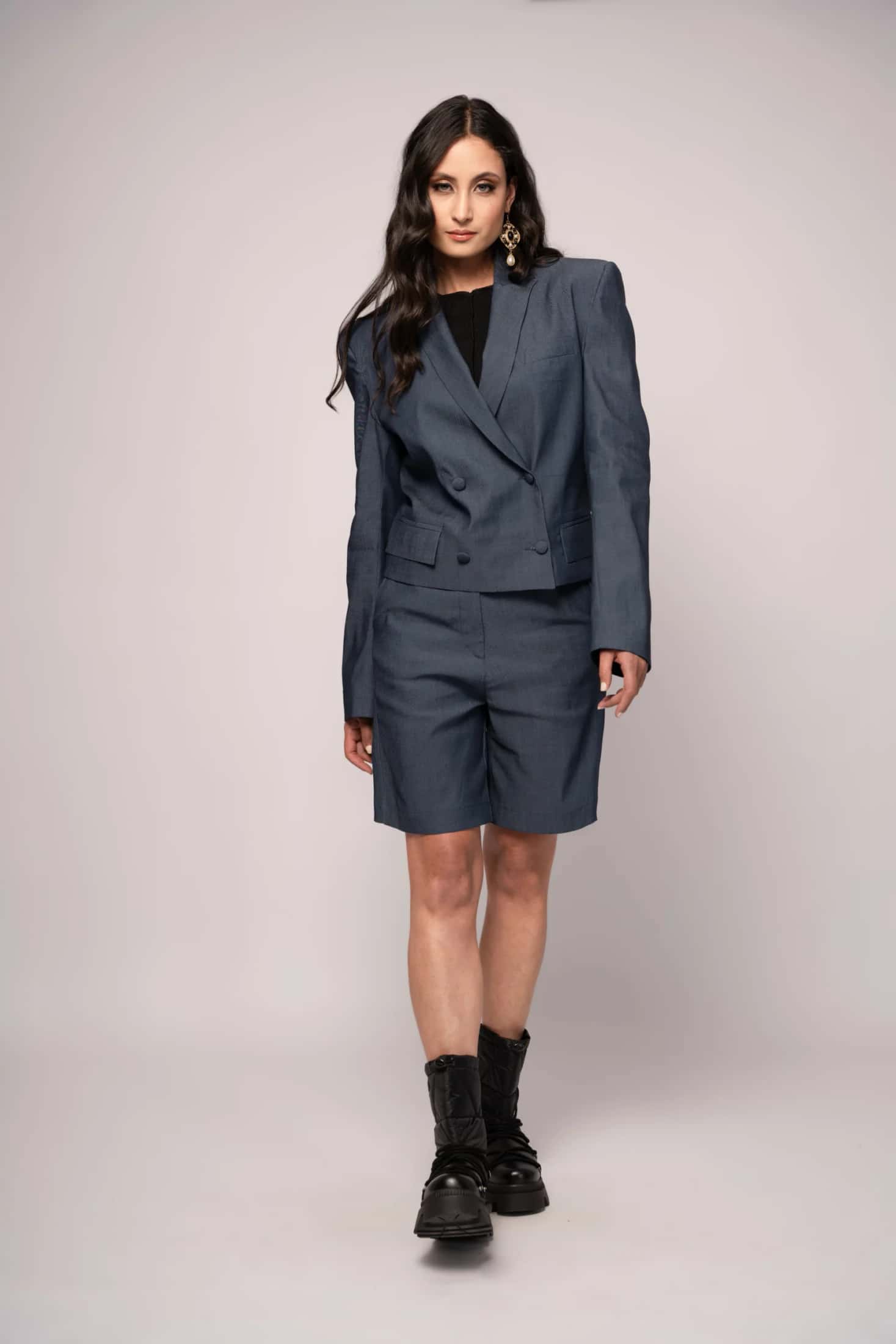 Blazer Cruzado Corto en Chambray