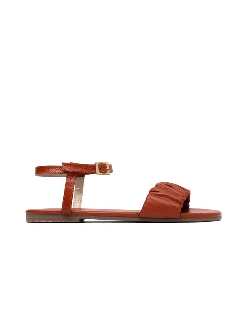 Sandalias Planas en Cuero de Correa con Hebilla para Mujer Color Naranja Marca JOSH Ref. JOY1838
