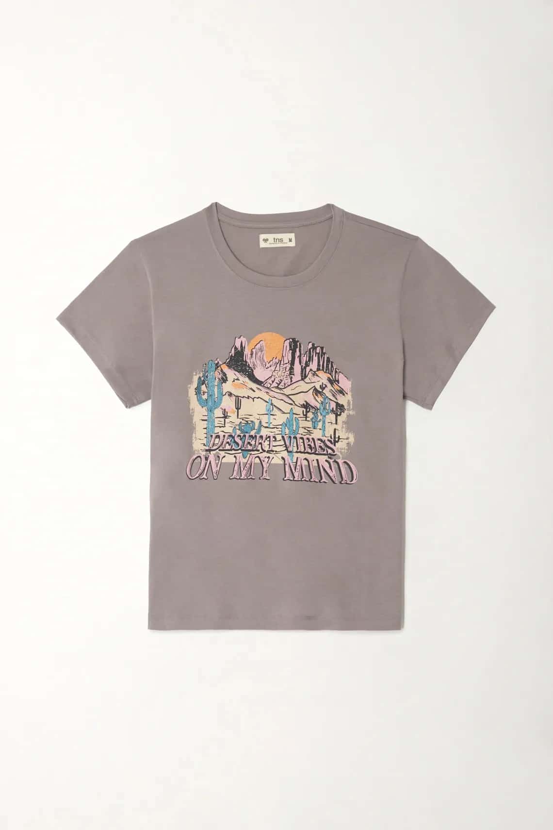 Camiseta estampada gris para mujer