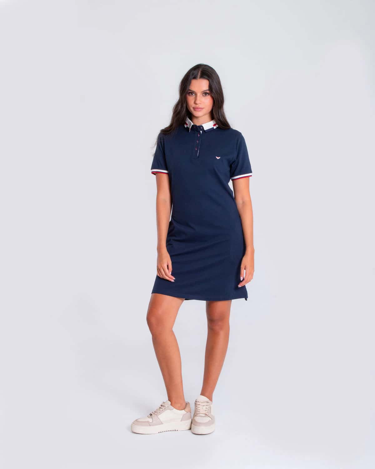 Vestido slim azul tipo polo para mujer