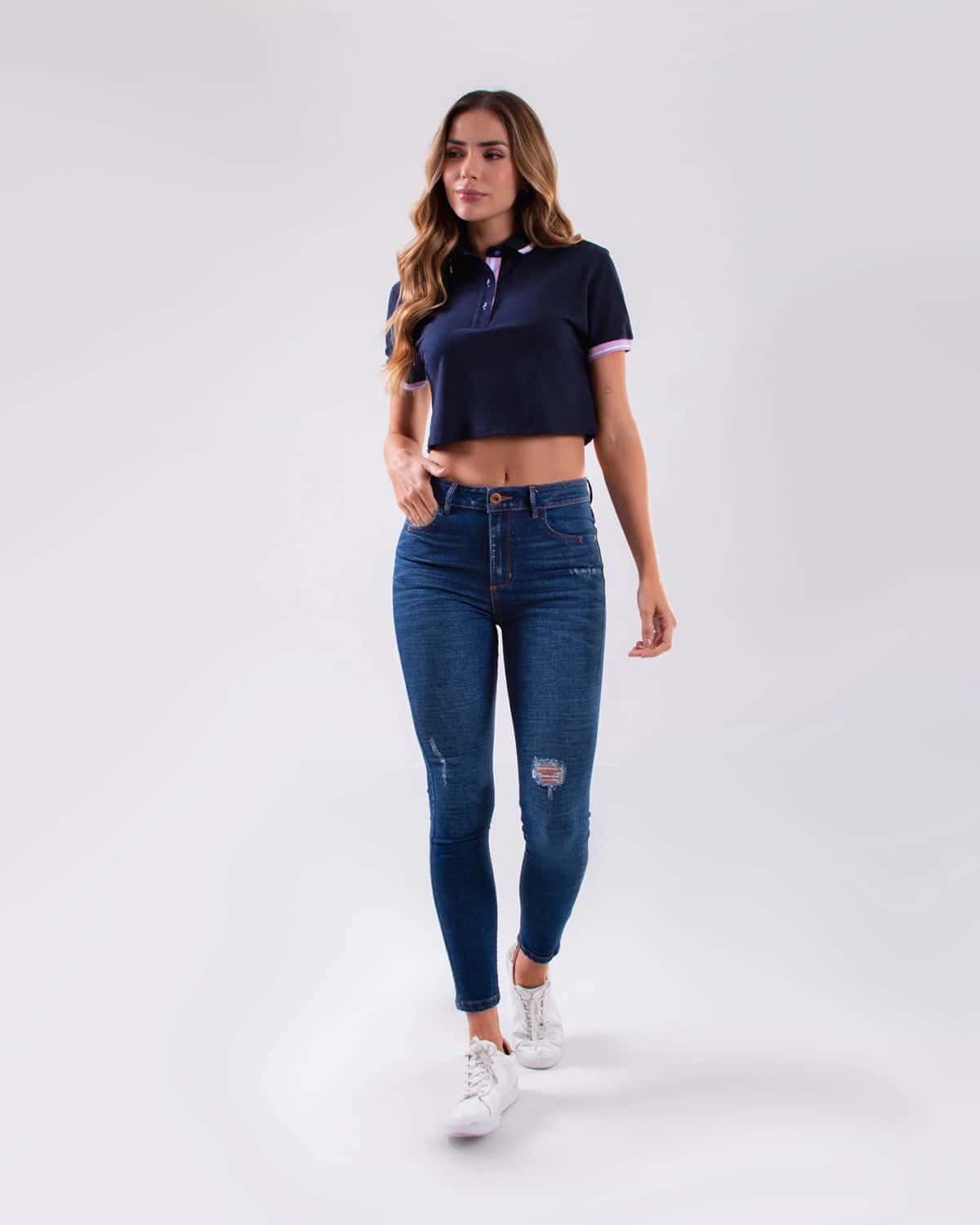 Polo azul para mujer