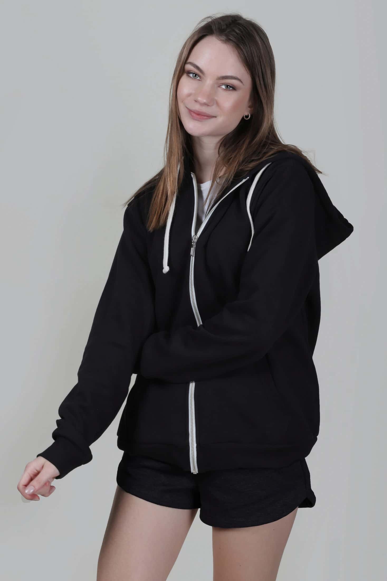 HOODIE DE CREMALLERA NEGRO- UNISEX