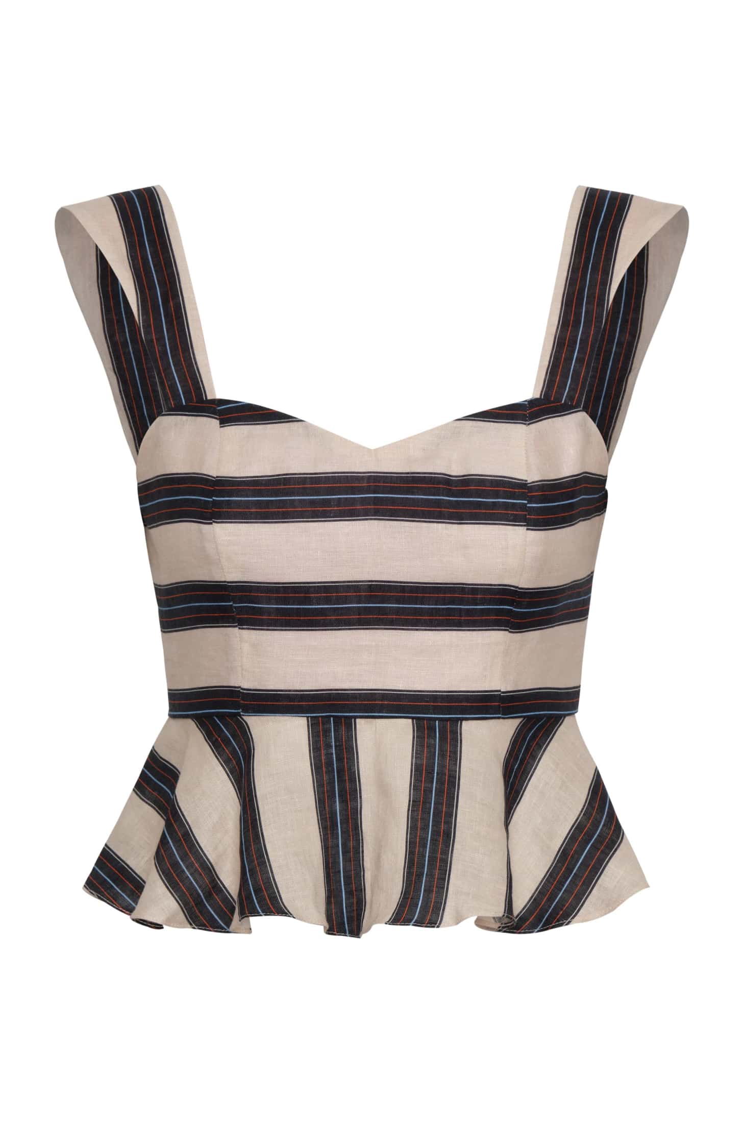 Lebron Linen Top / Navy Stripes