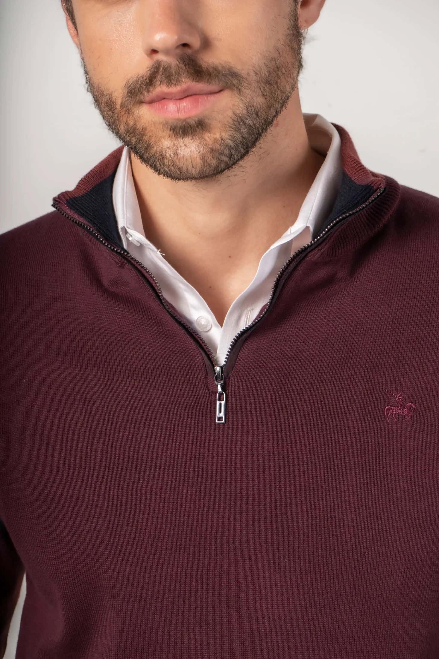 Suéter Halfzip Legacy Hombre Vinotinto