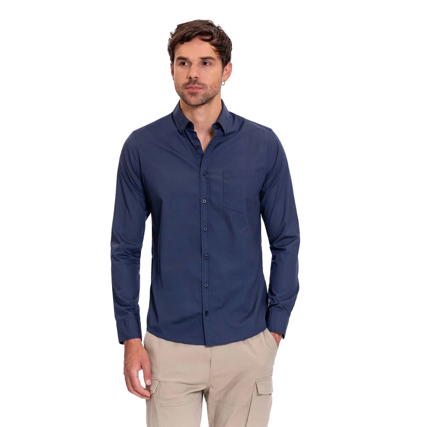 Camisa para Hombre Porter Solid Manga Larga Azul