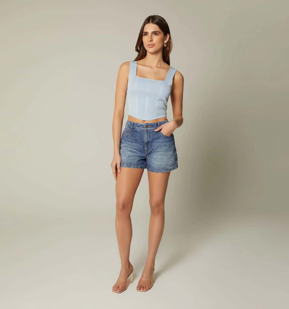 Short cinco bolsillos tiro alto basico