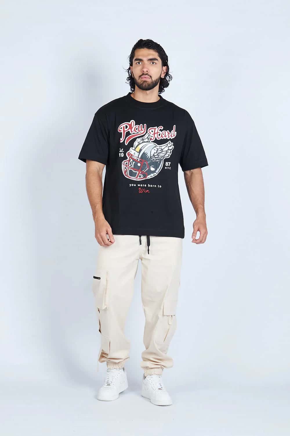 Camiseta oversize PLAY HARD NEGRO | DROP 03 |