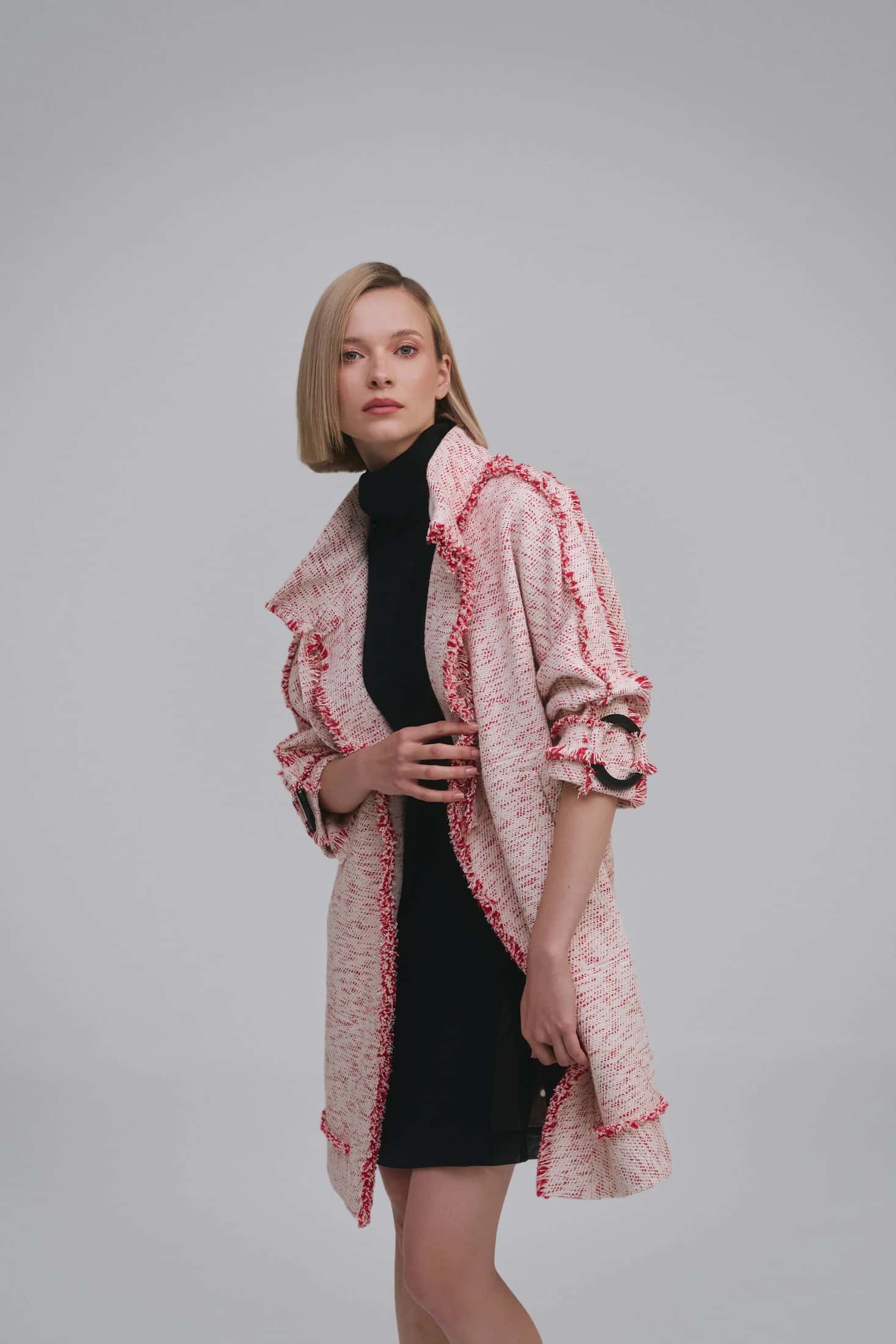 Compact Cotton Coat with Fringe Detail - miniatura 1