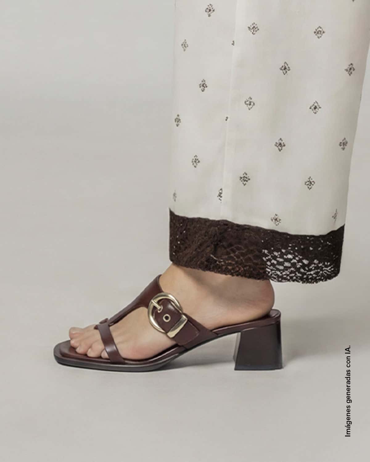 Pantalón largo amplio con detalle tejido en bota