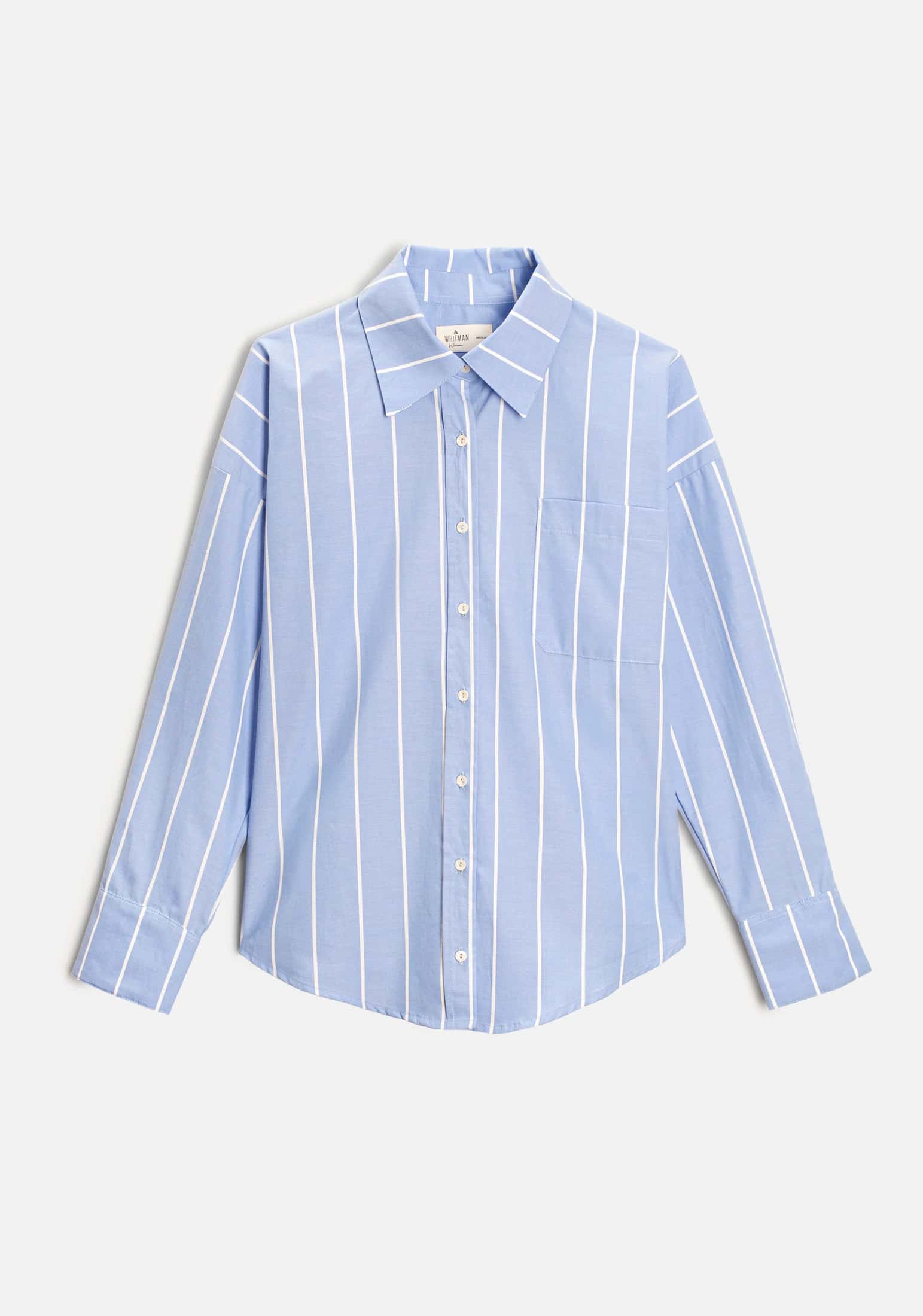 Camisa M Antonella Rayas Azul Medio-Blanco