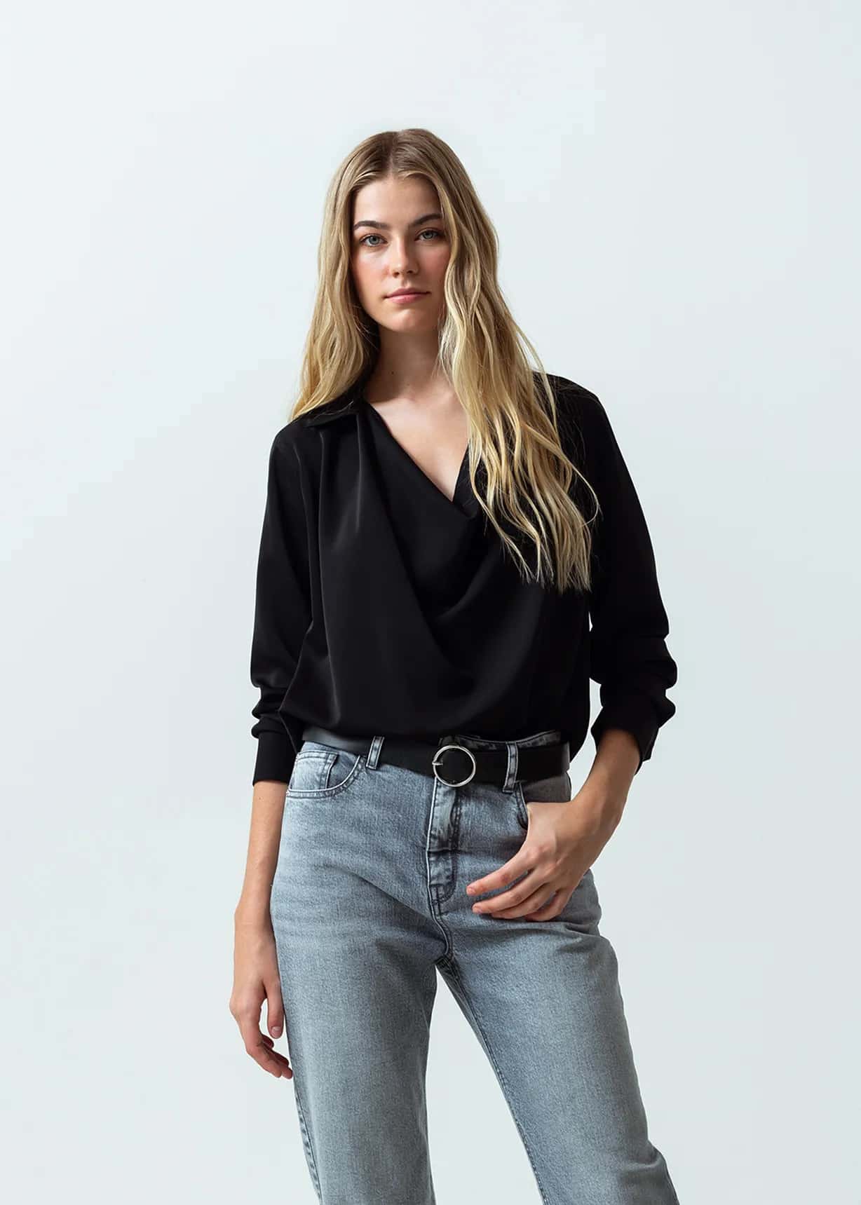 Camisa manga larga en satín