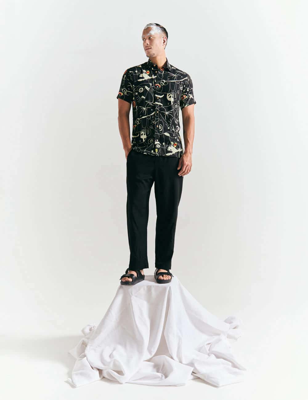Camisa Regular Fit Miro  negro + crudo Hombre
