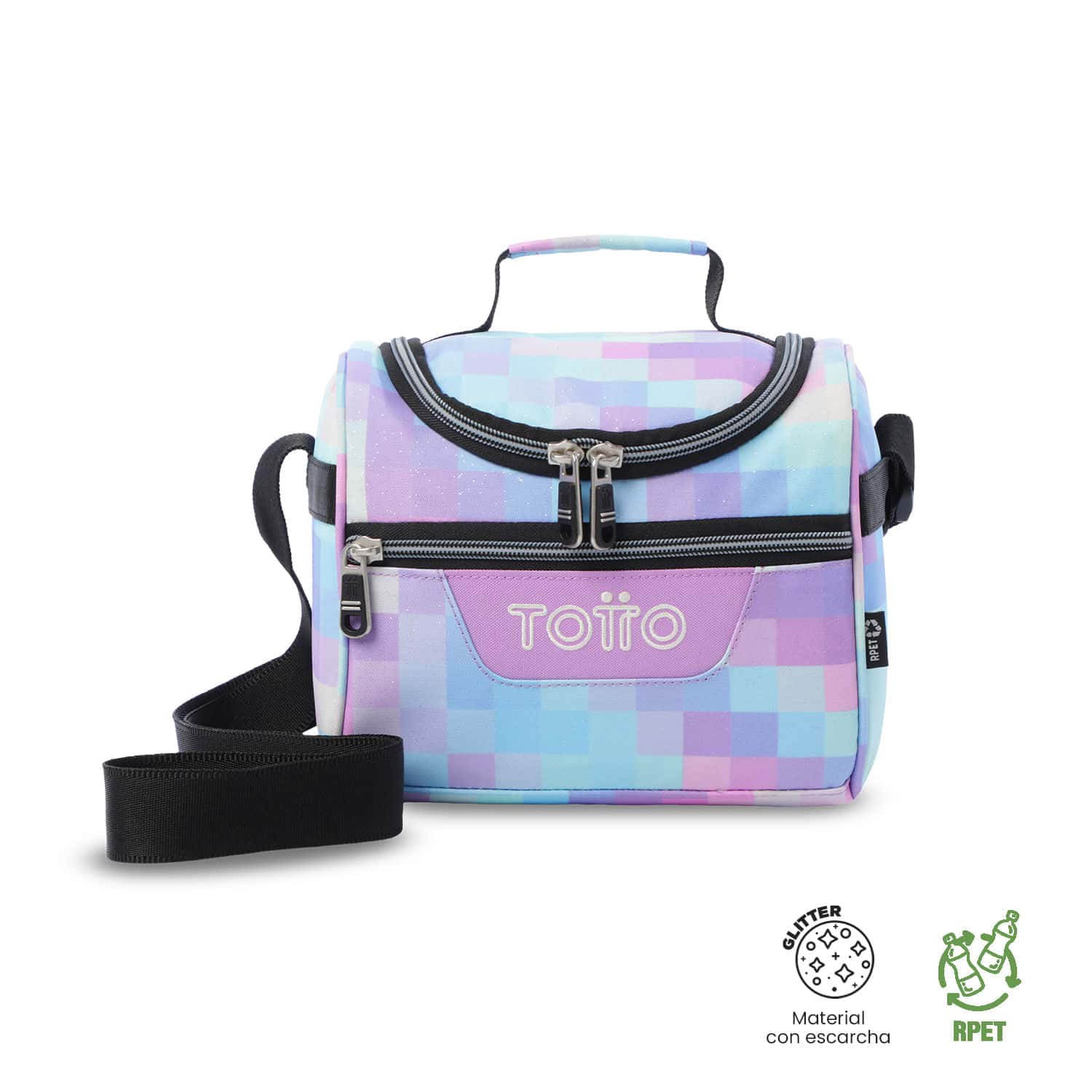 Lonchera Térmica para Mujer Pizarra Glitter Mediana Azul