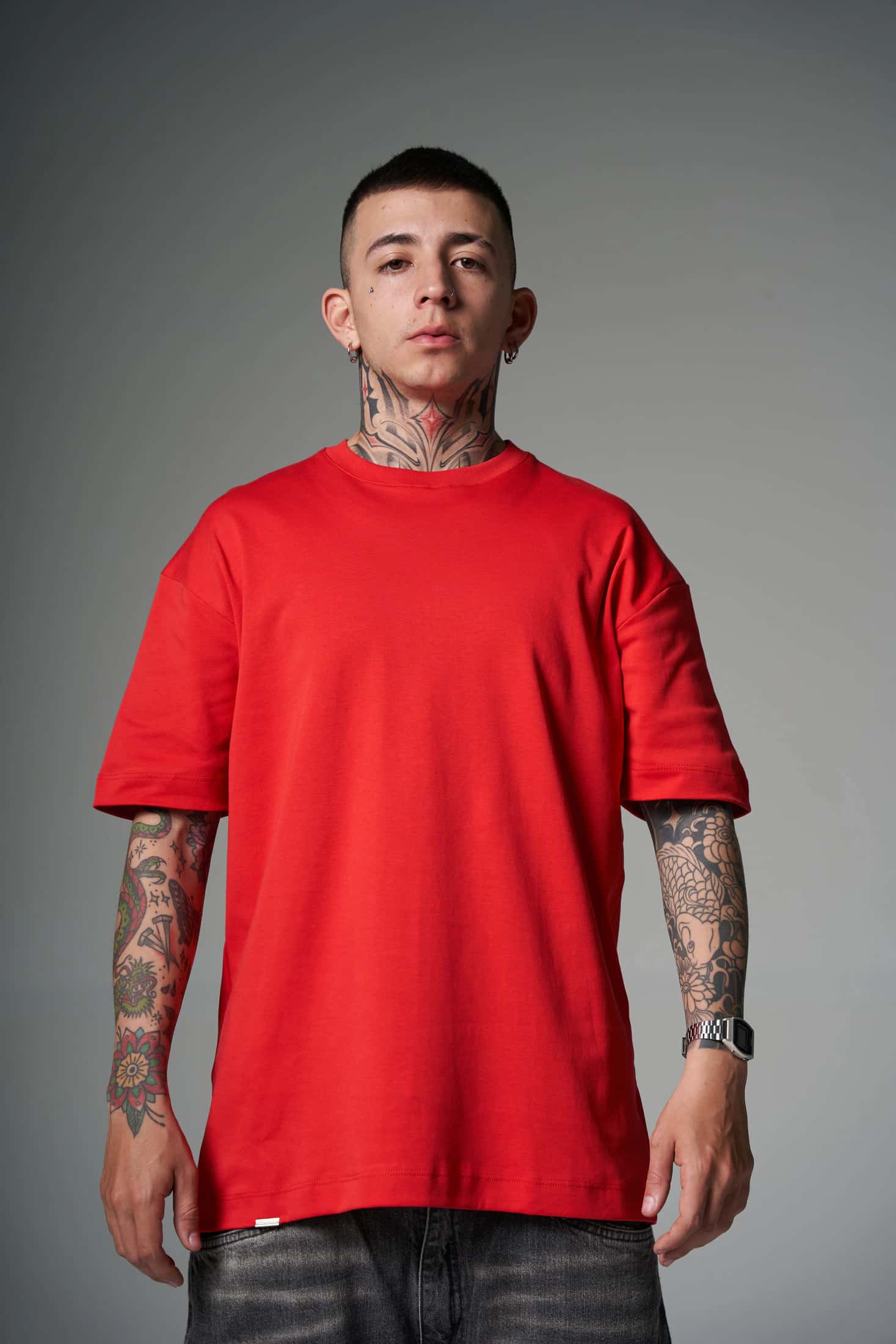 Camiseta 100% Algodón Peruano Rojo   Oversize 250 Gramos