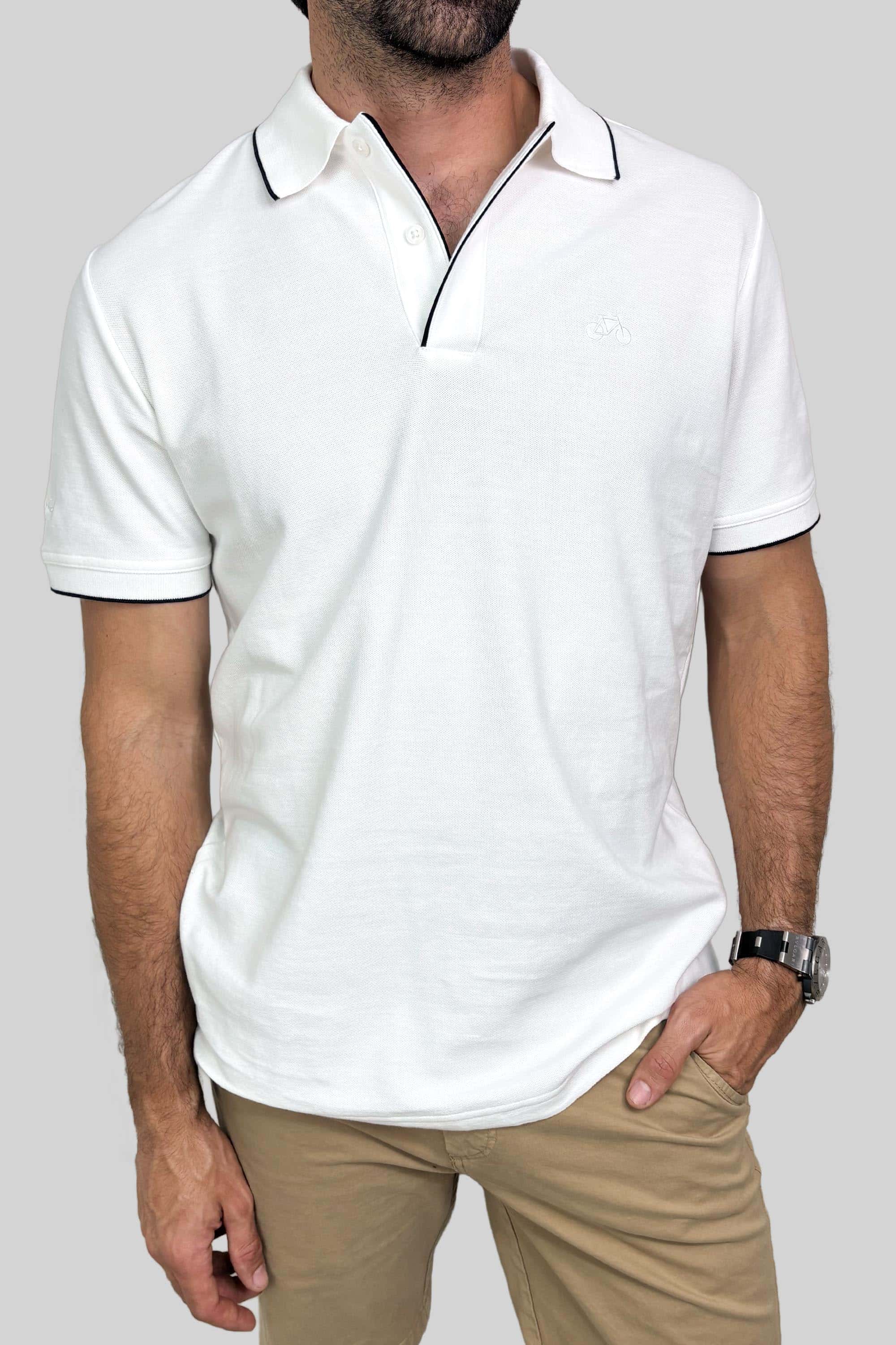 POLO RIB MANGA CORTA BLANCA