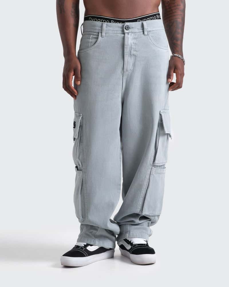 Jeans Baggy Cargo Gris Lavado