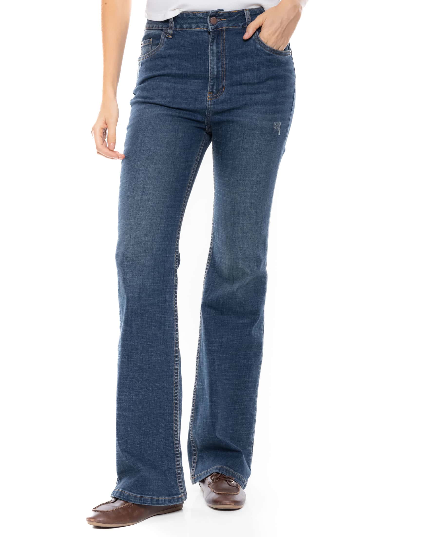 High Waist Flare Jeans Tono Oscuro