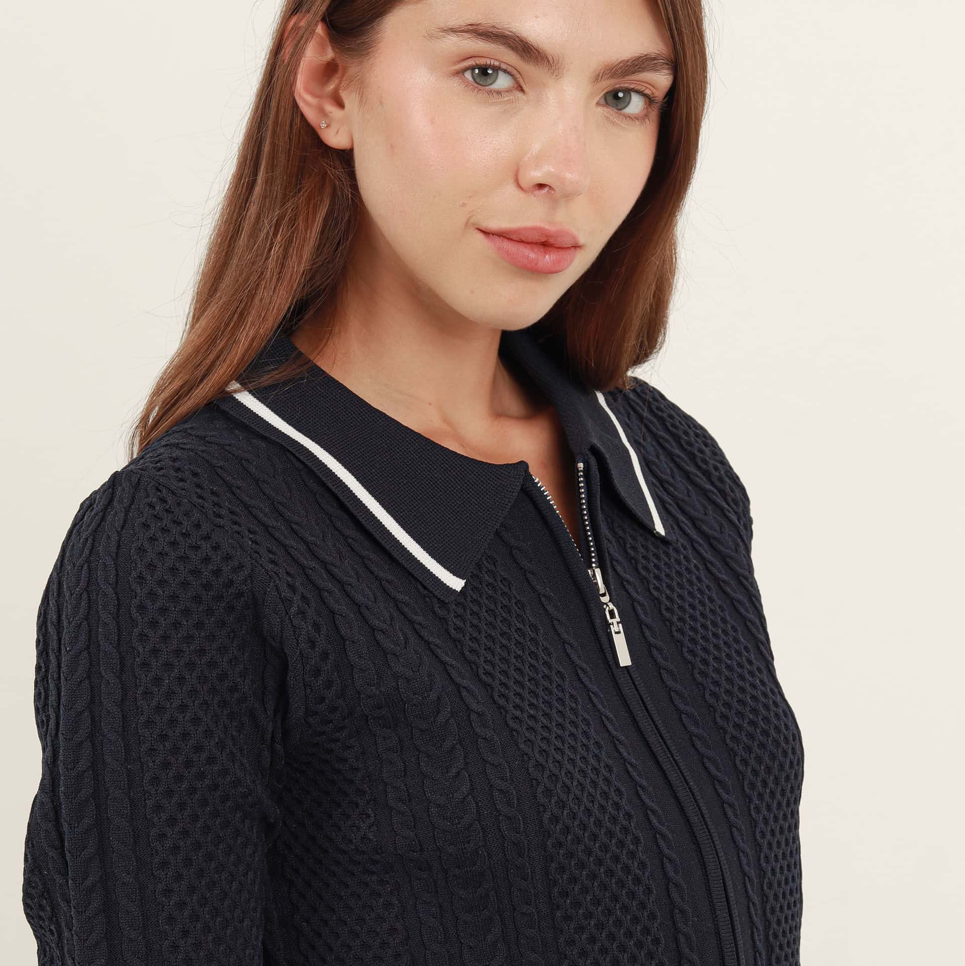 Sweater cardigan deportivo cuello solapa manga larga - miniatura 9