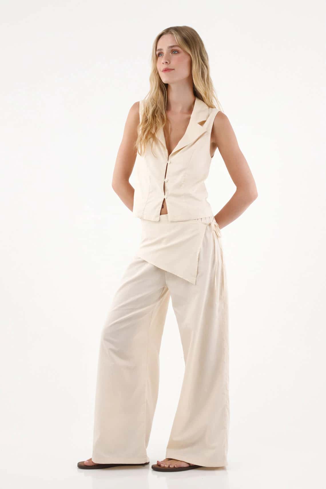 Pantalón Wide Leg con pañoleta para mujer