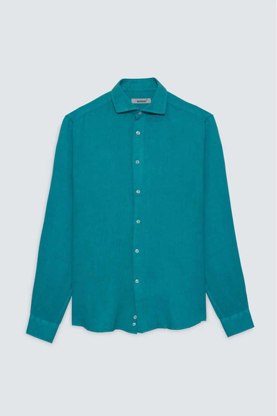 Men's linen shirt dark turquoise