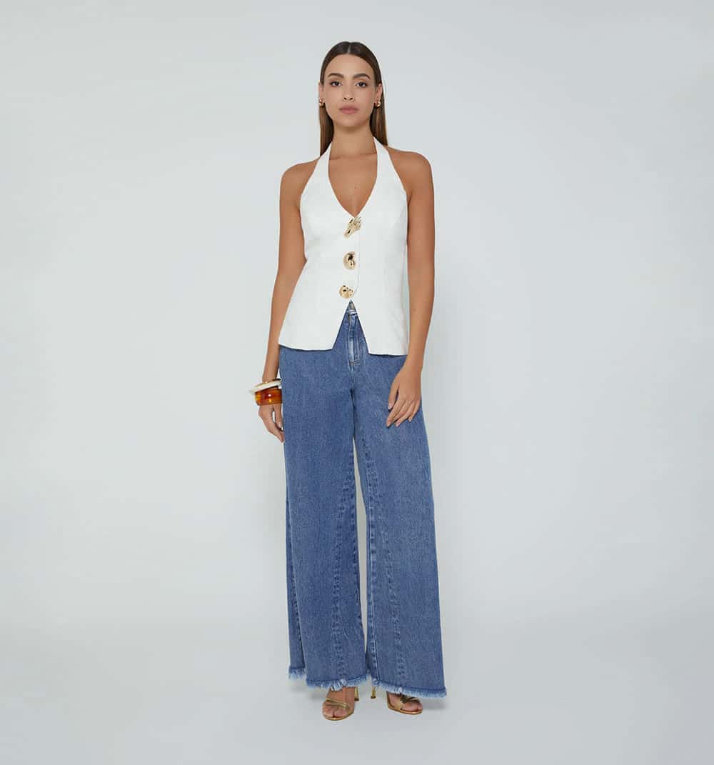 Chaleco halter con maxy botones