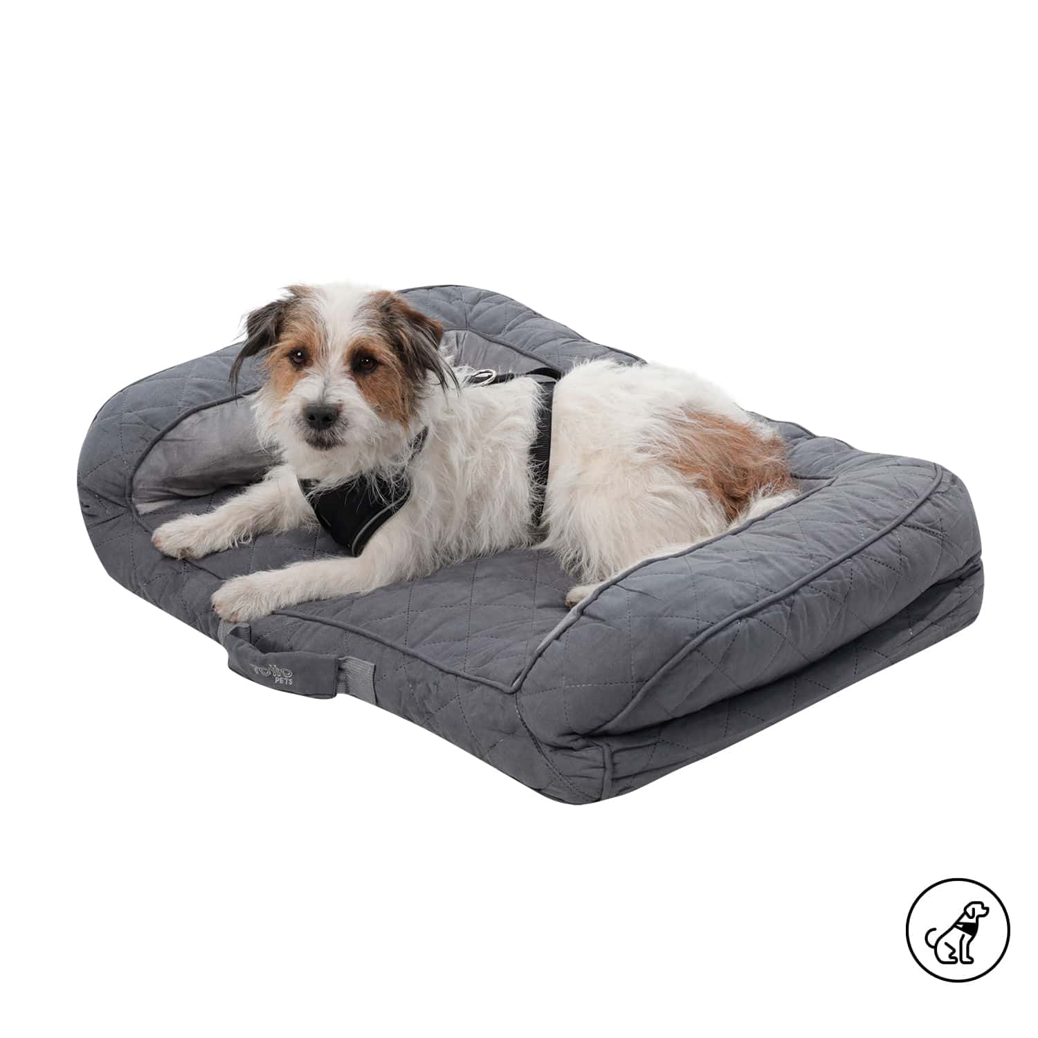 Cama para Perros Acolchada Alina Gris con Colchón Extraíble
