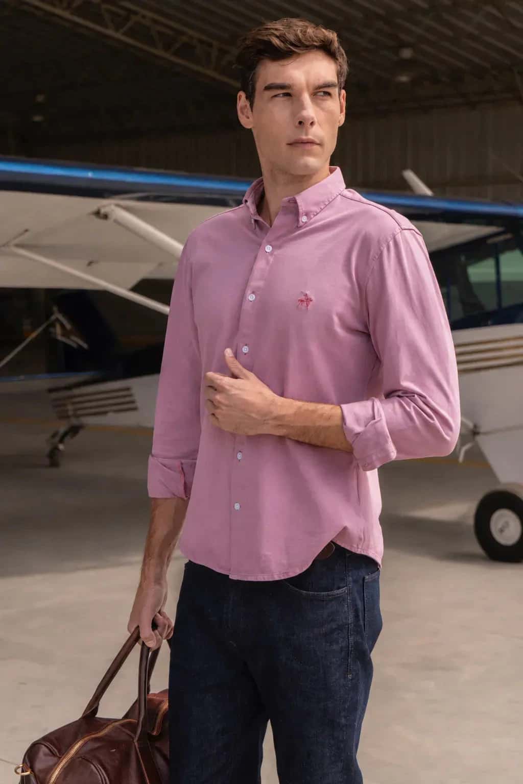 Camisa Micro Pique Hombre Palo Rosa
