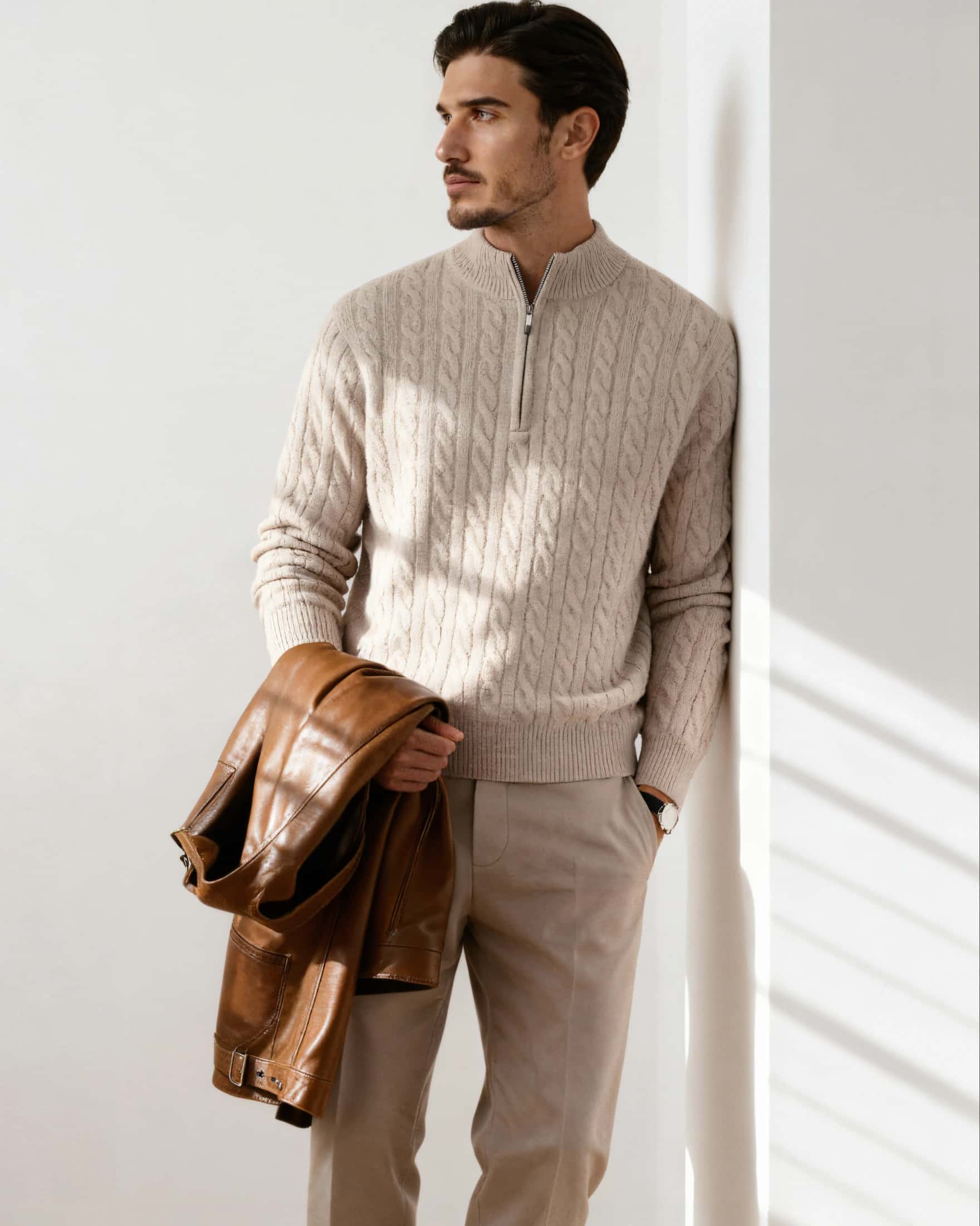 100% Cashmere Woven Half Zip