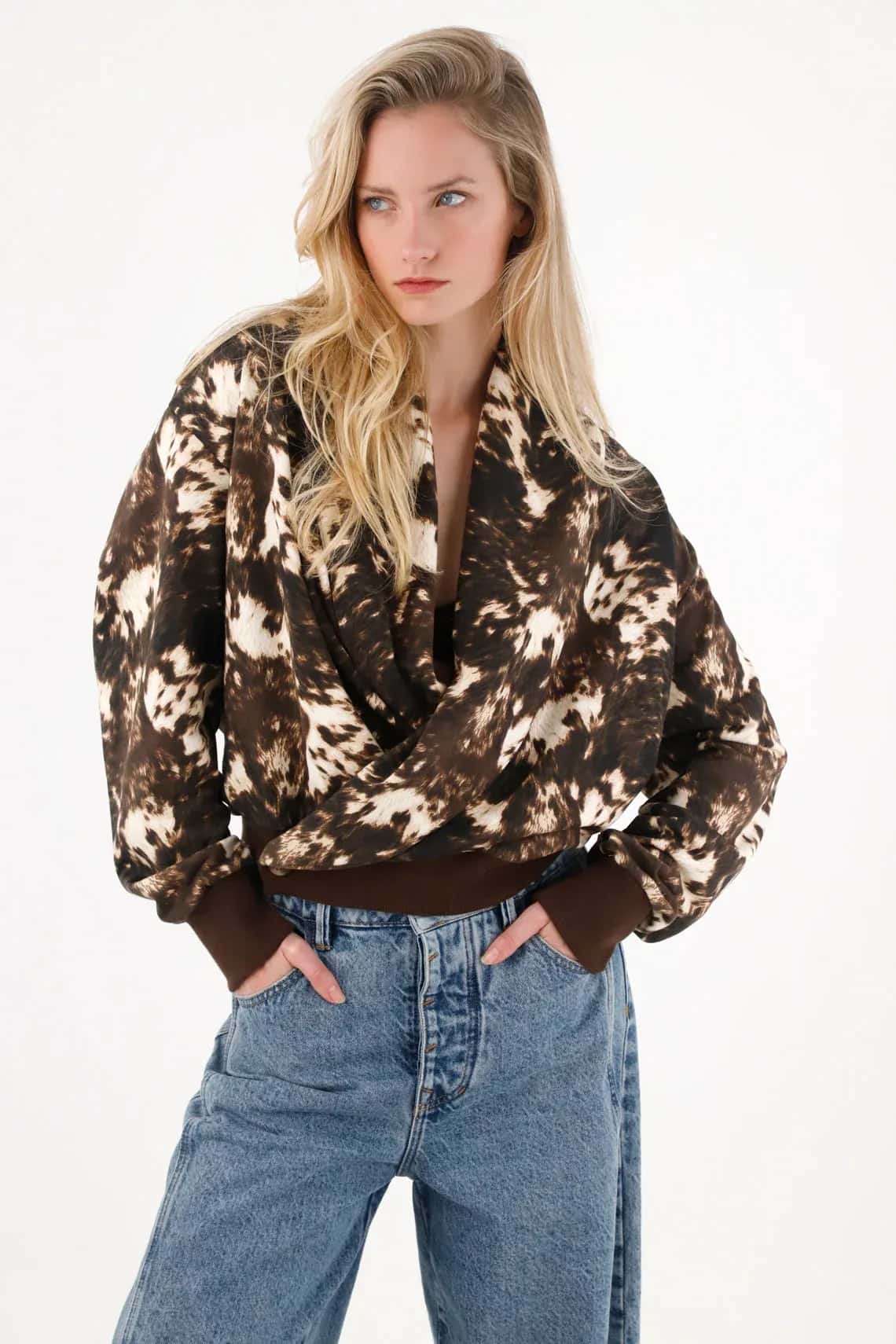 Buzo holgado estampado para mujer