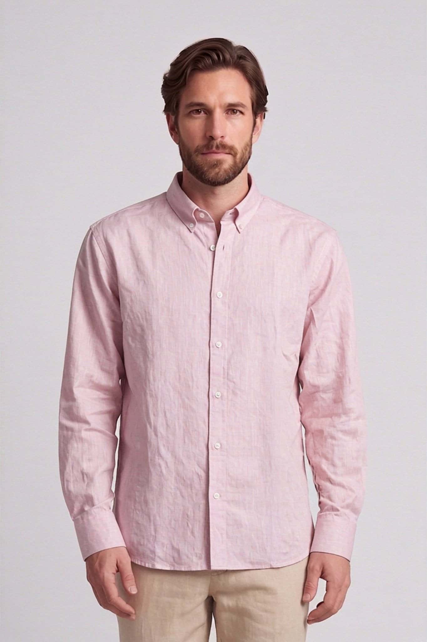 Camisa manga larga lino y algodón para hombre Jon Sonen 010226001