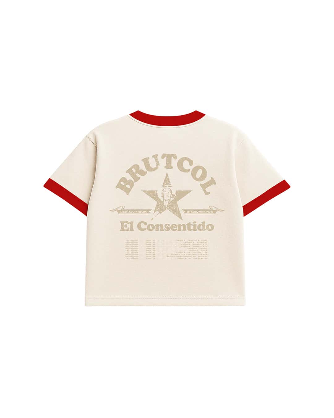 CAMISETA OVERSIZE CROPPED BRUTCOL® TOUR EN EL CON-SENTIDO – CUELLO ROJO - miniatura 3
