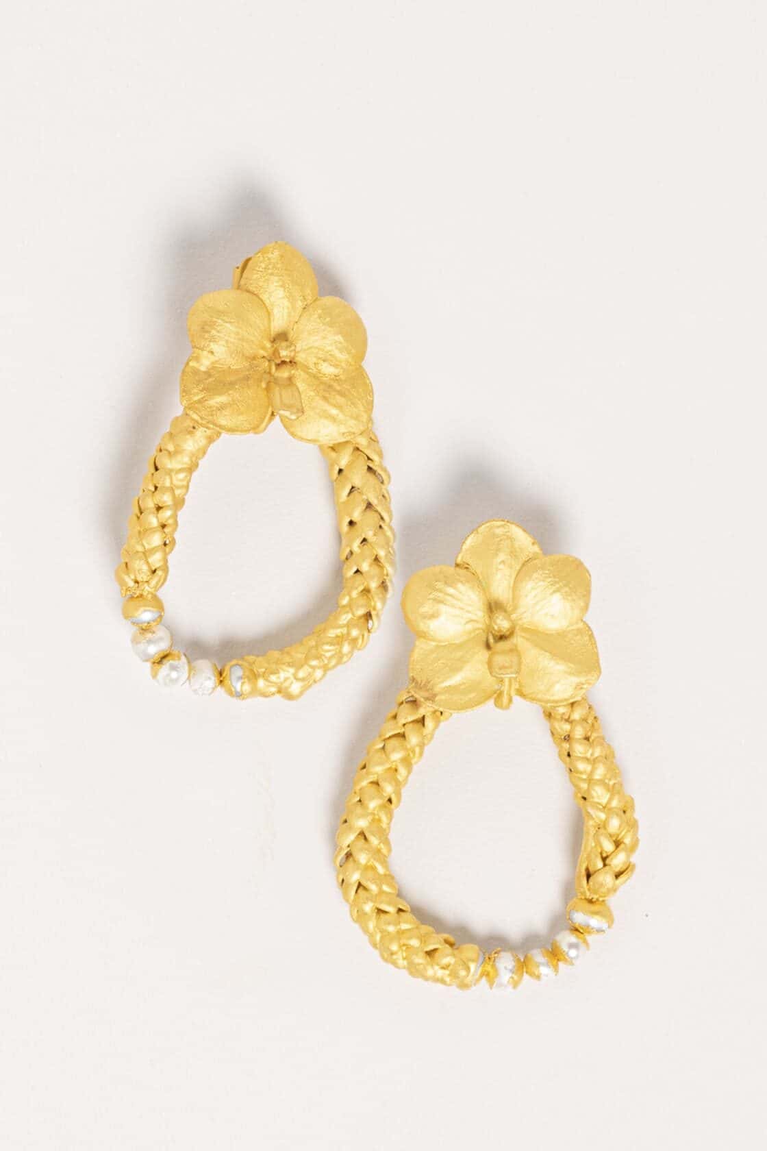 NORFOLK DROP PEARLS AND MINI VANDA EARRINGS