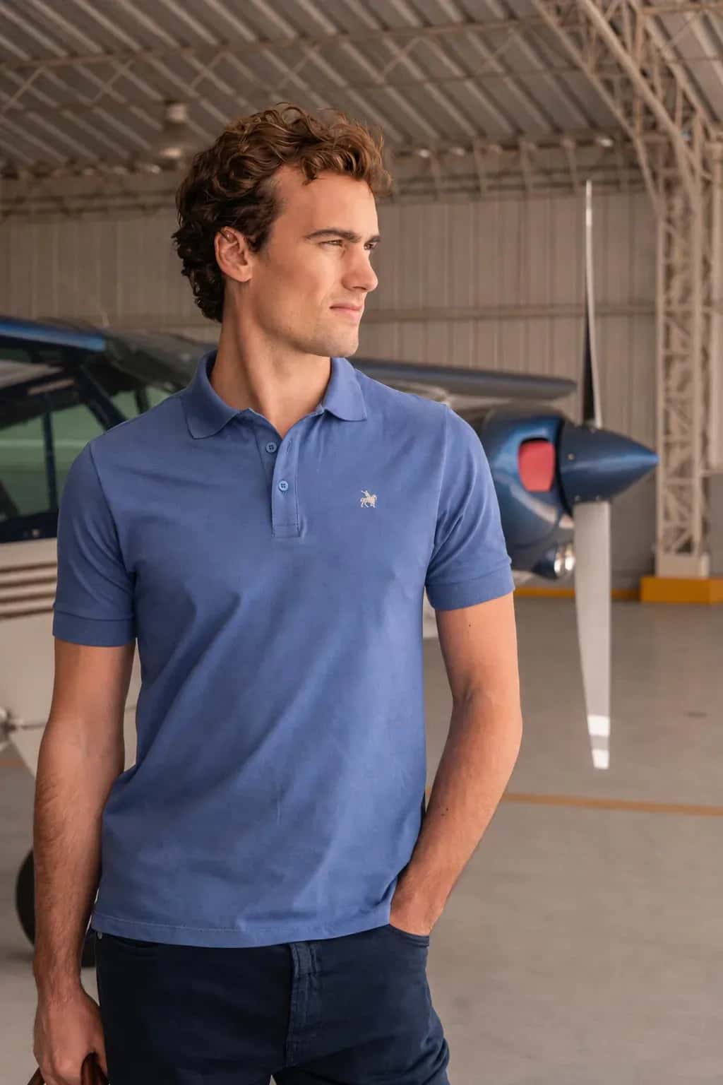 Camiseta Polo Basic Hombre Azul Petroleo