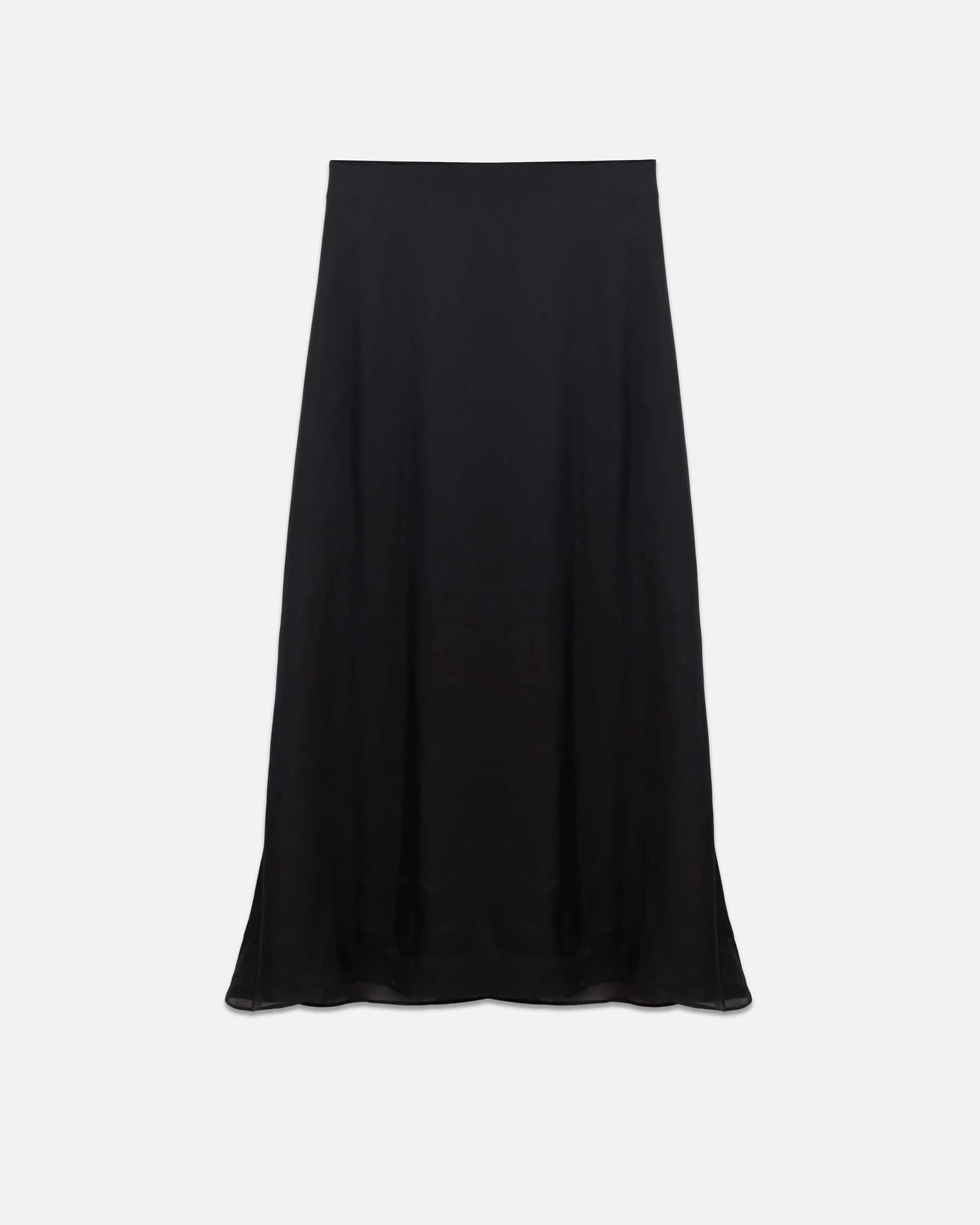 Basics Silk Long Skirt Black