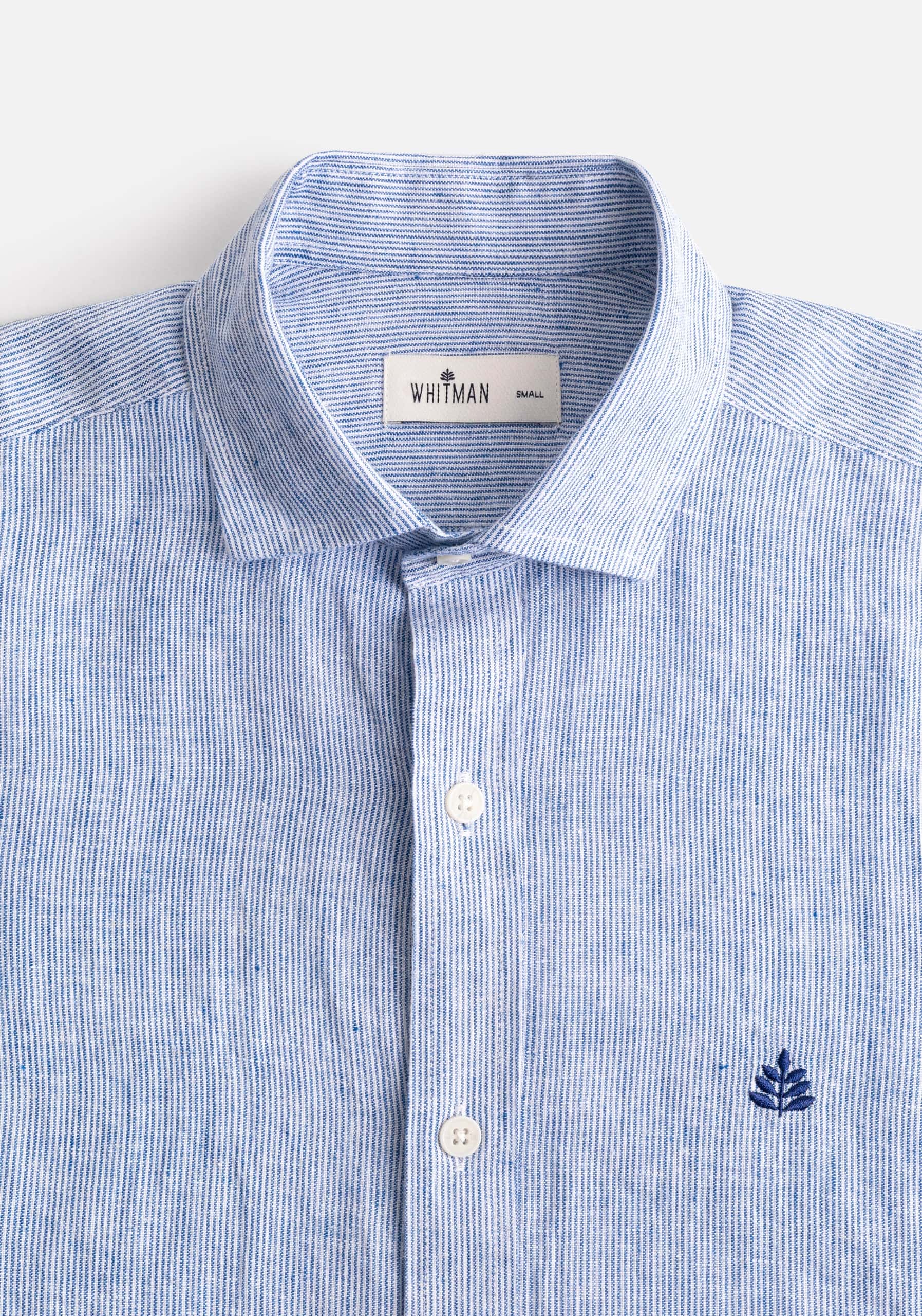 Camisa Lino CF Rayas Del Azul Osc - Blanco L-Atn - miniatura 3