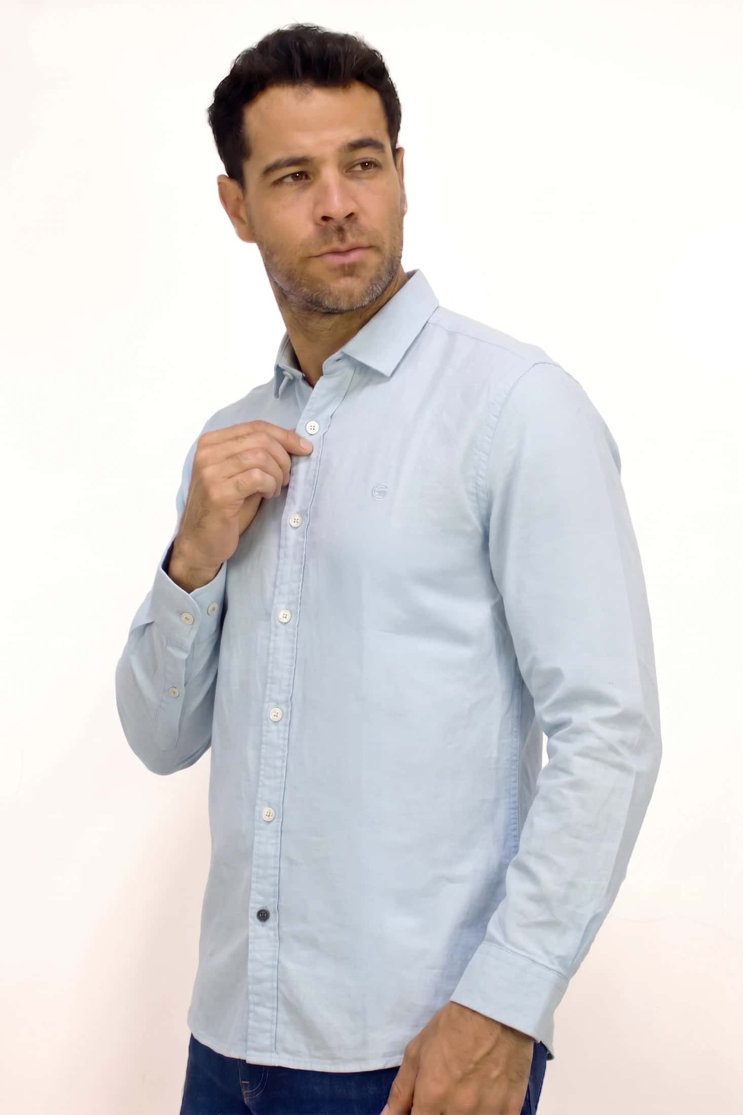 CAMISA MANGA LARGA AZUL OXFORD PARA HOMBRE