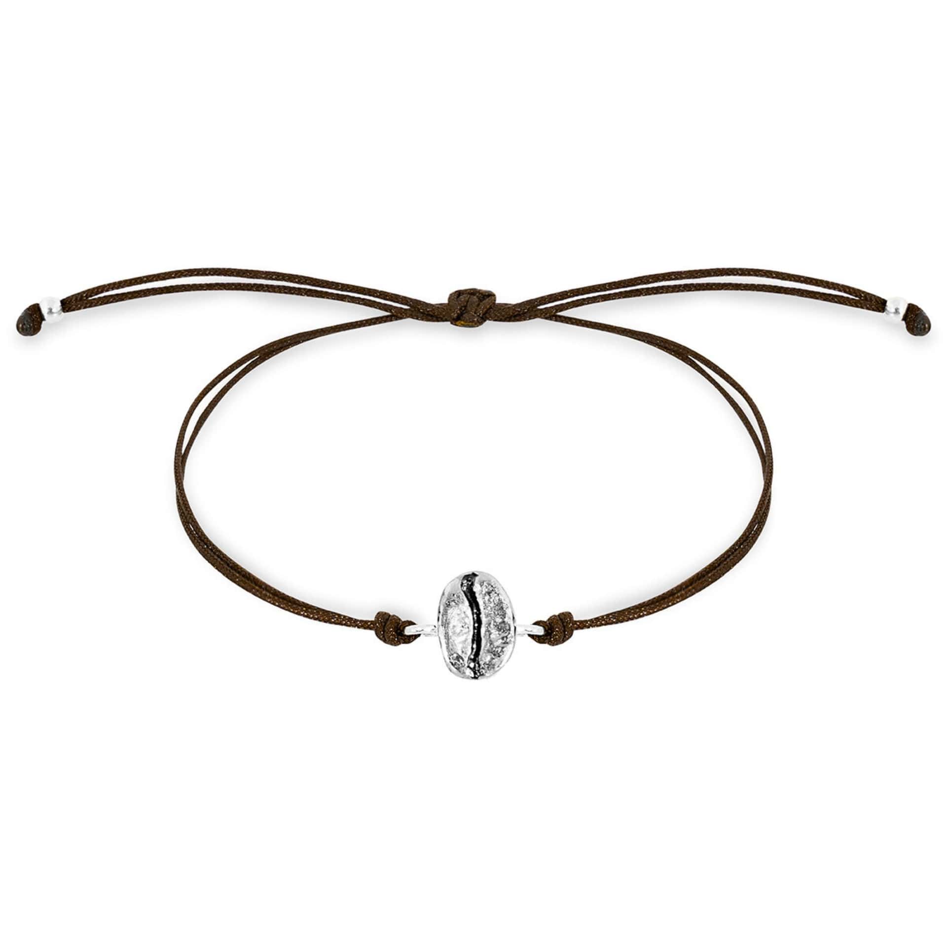 Pulsera grano de café Caturra en plata envejecida con hilo