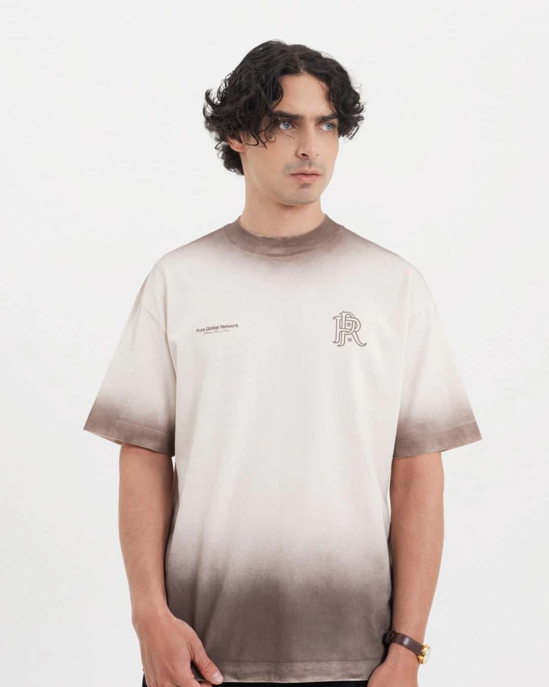 ACROSS THE LINES BROWN WASHED T-SHIRT - miniatura 2